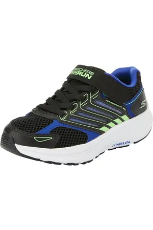 Skechers Boys Sneaker, Black Synthetic/Textile/Blue & Lime Trim, 43 EU