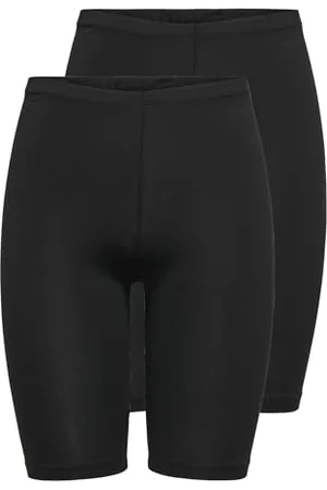 ONLY Damen Mini Shorts Leggins 2-er Stück Pack | Fitness Radlerhose Onllive | Unterrock Hotpants, Farben:Schwarz-Schwarz, Größe:38