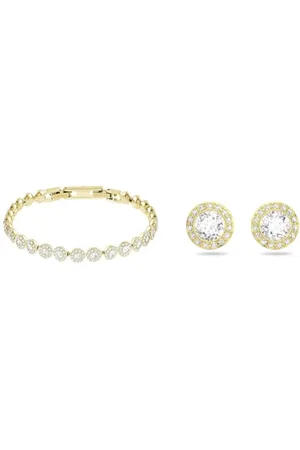 Swarovski Angelic Armband, Rund, , Goldlegierungsschicht & Angelic Ohrstecker, Rund, , Goldlegierungsschicht