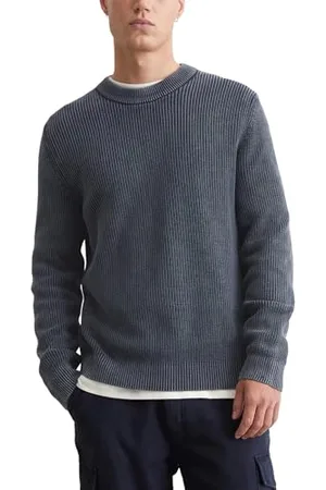Marc O’ Polo Marc OߴPolo Denim Damen Strickpullover aus Bio-Baumwolle mit Rundhalsausschnitt, Blau , XL
