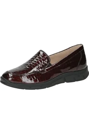 Caprice Damen Slipper aus Leder Elegant, Rot (Bord. Croco), 40 EU