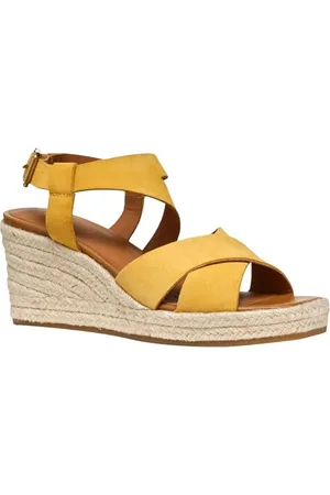 Geox D PANAREA D Wedge Sandal, Yellow, 38 EU