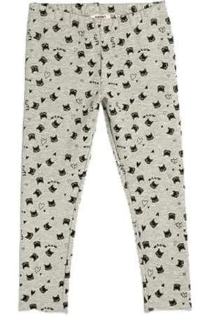 Koton Girls Leggings Cat Printed Elastic Waistband Brushed Interior Cotton
