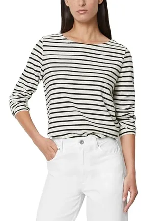 Marc O’ Polo Marc OߴPolo Damen Langarmshirt aus Bio-Baumwolle gestreift, Mehrfarbig (Multi), M