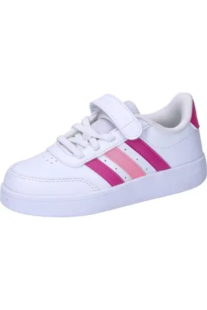 adidas BREAKNET 2.0 Shoes Children Tennisschuhe, Cloud White/Lucid Fuchsia/Beam pink, 33.5 EU