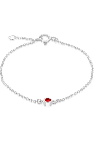 Amazon Armband aus Sterlingsilber, verstellbar, hellroter Zirkonia, Geburtsstein Januar, 16–18 cm