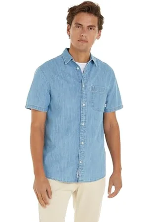 Tommy Hilfiger Herren Jeanshemd Shirt Kurzarm, Blau (Lt Indigo), XXS