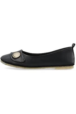 Cashott Damen CASTHEA 61251227 Ballerina Leather Ballerinas, Black, 42 EU
