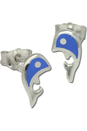 Teenie-Weenie Teenie Weenie Kinder-Ohrringe Delfin blau aus 925 Sterling SDO212B