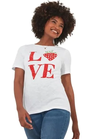 Joe Browns Damen Love Slogan Strawberry Crew Neck Graphic T-Shirt, , 44