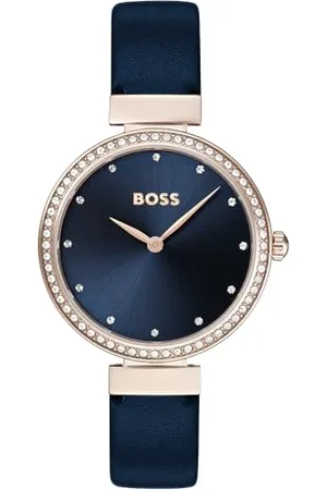 HUGO BOSS Analog Quarzuhr für Damen Kollektion Celebration mit Blaues Lederarmband - 1502477