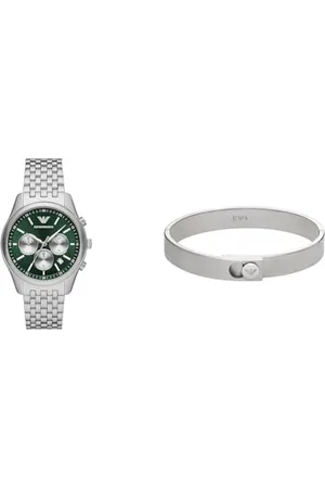 Emporio Armani Herrenuhr und Armband, Silber Edelstahl, Set