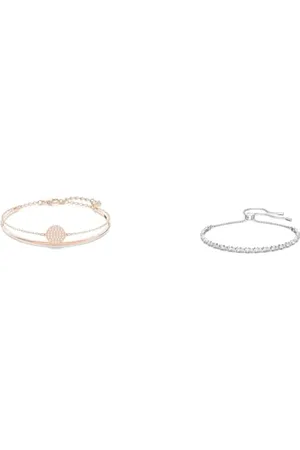 Swarovski Ginger Armreif, Weiss, Roségold-Legierungsschicht & Subtle Trilogy Armband, Weiss, Rhodiniert