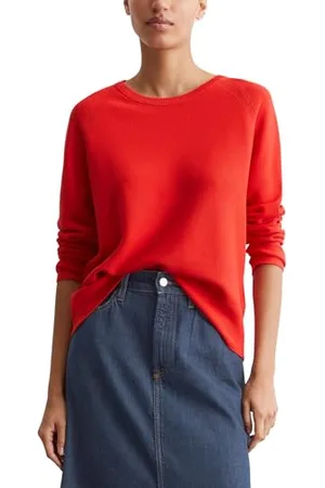 Marc O’ Polo Marc OߴPolo Denim Damen Pullover aus Bio-Baumwolle mit Rundhalsausschnitt, Rot , XS