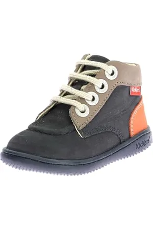 Kickers Jungen Unisex Kinder KICKICONIC Stiefelette, Marineblau, Taupe, Orange, 23 EU
