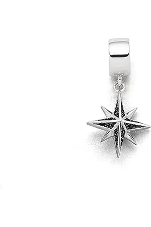 DUR Einzel Charm-Anhänger Kompassrose für Damen aus 925er Sterling-Silber mit Lavasand in der Farbe , Maße: 1,25x1,5 cm, F329