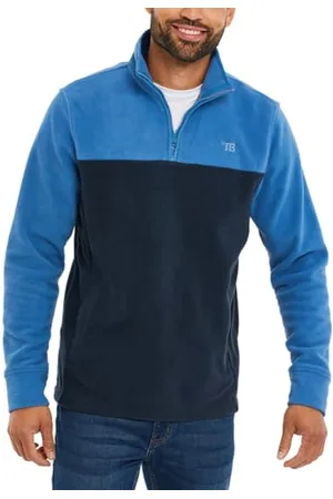 Threadbare Herren Two Tone Colourblock Quarter Zip Microfleece Jumper Sweatshirt, Kobaltblau/Marineblau, XL