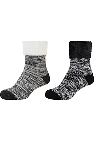 Camano 1102034002 - Damen mouline cosy Kuschel Socken 2 Paar, black, Größe 35/38