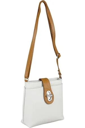 Alessandro Umhängetasche Crema aus weichem Leder, Made in Italy 20cm x 21cm x 8cm