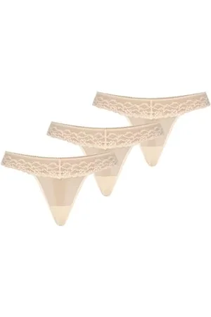 Teyli Damen String Tanga aus Mesh mit Spitze 3er Pack XS