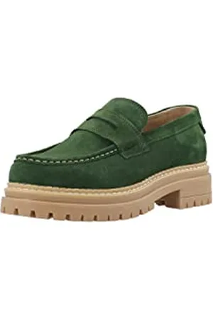 Cashott Damen CASHANNAH Suede Loafer, Green, 40 EU