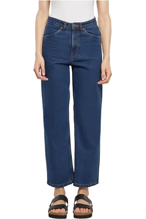 Urban classics Damen Jeans Ladies Cropped Straight Leg Denim Pants, Crop Jeans für Frauen mit geradem Bein, , 34