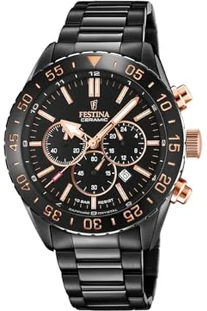 Festina Herren Analog Quarz Uhr mit Edelstahl Armband F20577/1