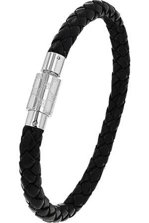 JOOP! Armband Edelstahl Leder Herren Armschmuck, 21 cm, Silber, Kommt in Schmuck Geschenk Box, 2023437