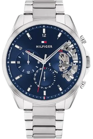 Tommy Hilfiger Multi Zifferblatt Quarz Uhr für Herren mit Silbernes Edelstahlarmband - 1710448