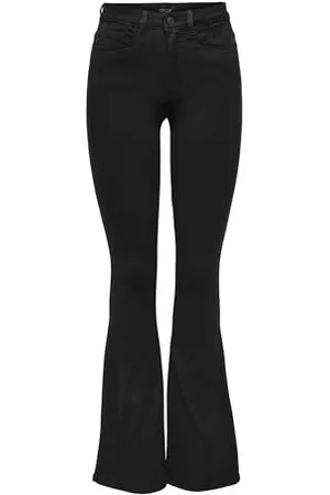 ONLY Damen Flared Schlag Jeans | High Waist Denim Stretch Hose | Wide Vintage Pants ONLROYAL, Farben:Schwarz, Größe:S / 30L, Z-Länge:L30