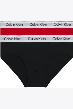 Calvin Klein Jungen 2er Pack Unterhosen Briefs 2er Pack aus Baumwolle mit Stretch, Mehrfarbig (Medievalred/Pvhblack), 4-5 Jahre