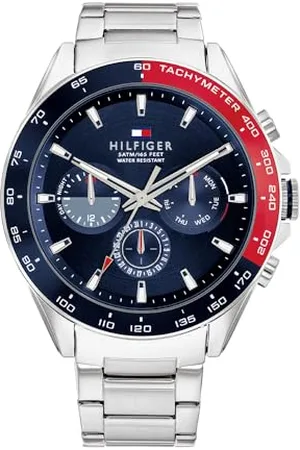 Tommy Hilfiger Multi Zifferblatt Quarz Uhr für Herren mit Silbernes Edelstahlarmband - 1791968