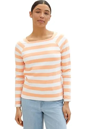 TOM TAILOR Damen Basic Langarmshirt mit Streifen, , L