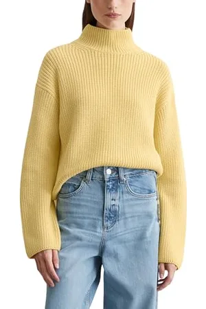 Marc O’ Polo Marc OߴPolo Damen Strickpullover aus Bio-Baumwolle mit Turtleneck, Gelb , S