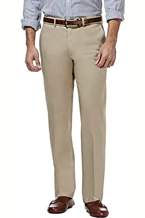 HAGGAR Herren Hochwertige, bügelfreie -Freizeithose, gerade Passform, Flache Vorderseite Lässige Hose, 34W / 32L