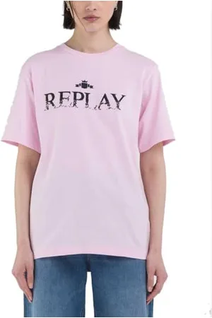 Replay Damen T-Shirt Kurzarm aus Baumwolle, (Rosa), S