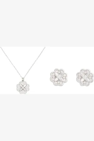 Kate Spade Heritage Bloom Halskette und Ohrstecker, klar/silber