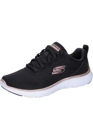 Skechers Damen FLEX APPEAL 5.0, Black Mesh/Rose Gold Trim, 35.5 EU