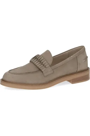 Caprice Damen Slipper aus Leder mit Blockabsatz, Beige (Beige Nubuc), 42 EU