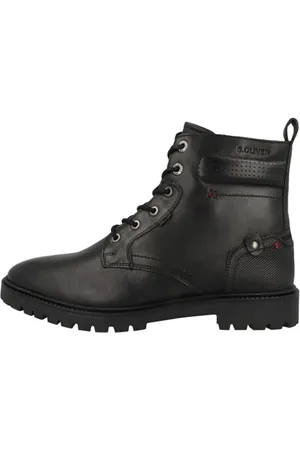 QS by s.Oliver Herren Stiefel zum Schnüren aus Leder Winter, Schwarz (Black), 41 EU