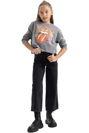 DeFacto Mädchen Jeans für Teenager - Trendige Mädchen Jeanshosen Cargohosen Wide Leg
