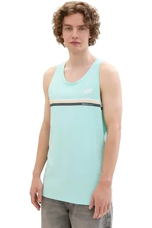 TOM TAILOR Herren Sommer Tanktop mit Logo-Print, , XXL