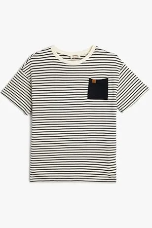 Koton Boys Crew Neck Short Sleeve Pocket Detail Striped T-Shirt