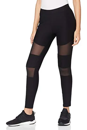 Urban classics Damen TB4000-Ladies Tech Mesh Rib Leggings, Black, XXL