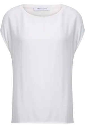 Tamaris Damen Drop Shoulder Rundhalsausschnitt T-Shirt ALBONY Weiß S