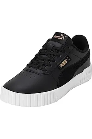 PUMA Damen Carina 2.0 Logobsession Sneaker, Black Gold White, 37.5 EU