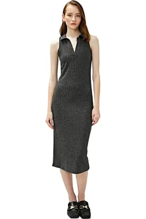 Koton Women Polo Neck Sleeveless Ribbed Dress
