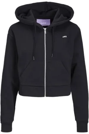 JJXX Damen JXABBIE REG LS Every Zip Hood SWT NOOS Sweatjacke, Black/Print:White Logo, L