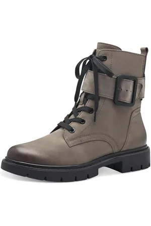 Tamaris COMFORT Damen Stiefeletten zum Schnüren mit Schnalle Herbst, Grau , 40 EU
