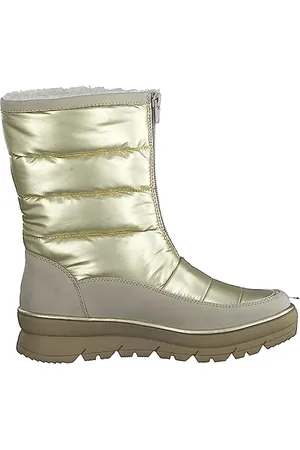 Jana Damen Winterstiefel ohne Absatz mit Reißverschluss Gefüttert Weite H Mehrweite, Gold , 40 EU